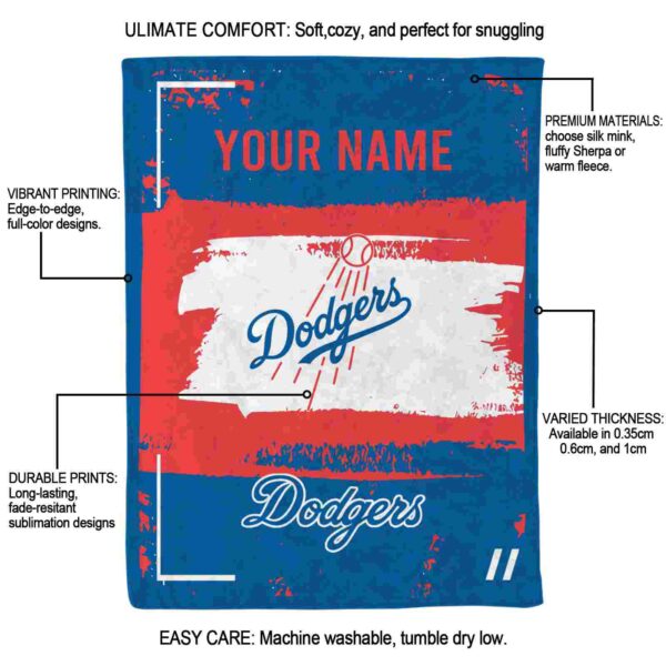 custom los angeles dodgers paint strokes blue white blanket new arrival