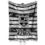 custom los angeles kings floral stripes black white blanket best selling
