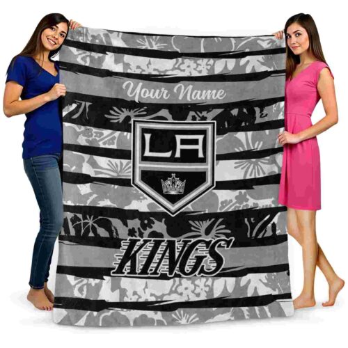 custom los angeles kings floral stripes black white blanket fashion forward