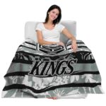custom los angeles kings floral stripes black white blanket latest model