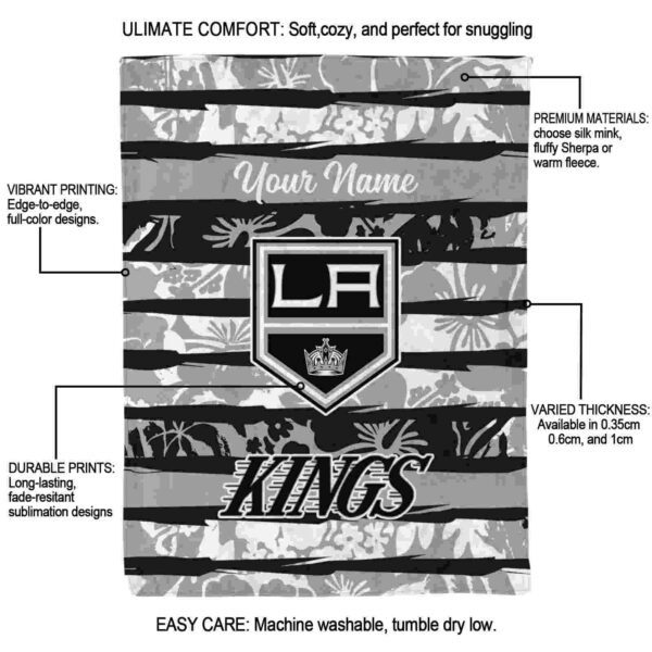 custom los angeles kings floral stripes black white blanket new arrival