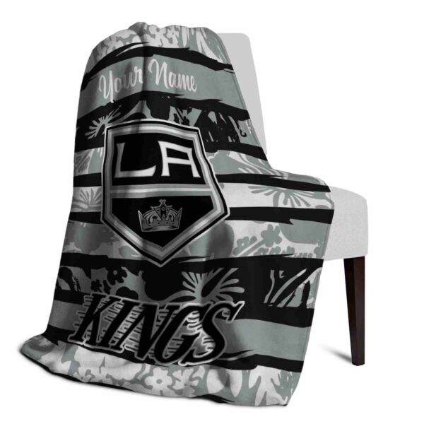 custom los angeles kings floral stripes black white blanket top rated