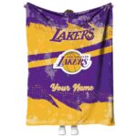 custom los angeles lakers grunge streaks purple blanket best selling