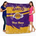 custom los angeles lakers grunge streaks purple blanket best selling