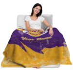 custom los angeles lakers grunge streaks purple blanket best selling