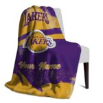 custom los angeles lakers grunge streaks purple blanket best selling