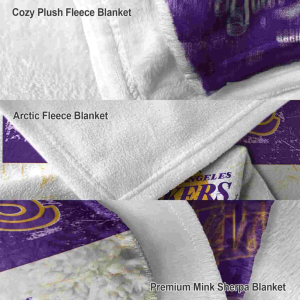 custom los angeles lakers grunge texture purple white blanket premium grade