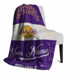 custom los angeles lakers grunge texture purple white blanket top rated