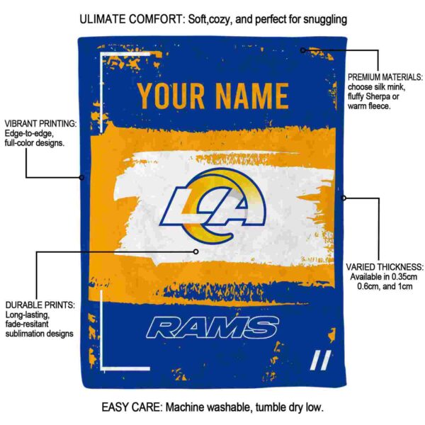 custom los angeles rams paint strokes blue white blanket new arrival