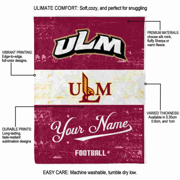custom louisiana monroe warhawks grunge texture red white blanket new arrival