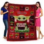 custom louisiana ragin cajuns baby yoda red blanket best selling