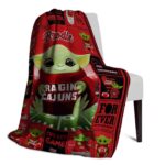 custom louisiana ragin cajuns baby yoda red blanket best selling