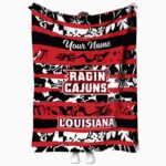 custom louisiana ragin cajuns floral stripes red white blanket best selling