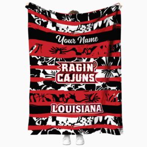 custom louisiana ragin cajuns floral stripes red white blanket best selling