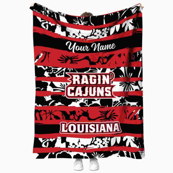 custom louisiana ragin cajuns floral stripes red white blanket best selling