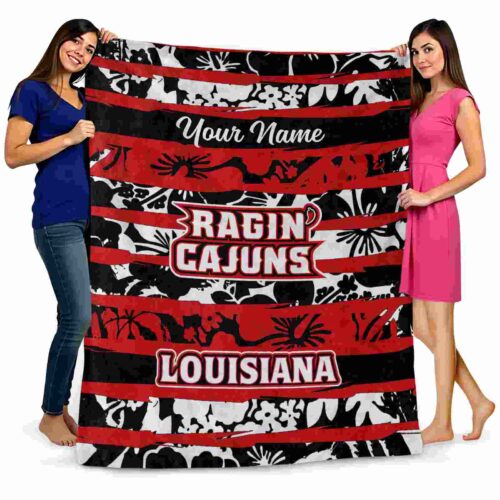 custom louisiana ragin cajuns floral stripes red white blanket fashion forward