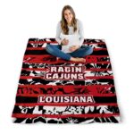 custom louisiana ragin cajuns floral stripes red white blanket high quality