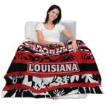 custom louisiana ragin cajuns floral stripes red white blanket latest model