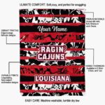 custom louisiana ragin cajuns floral stripes red white blanket new arrival