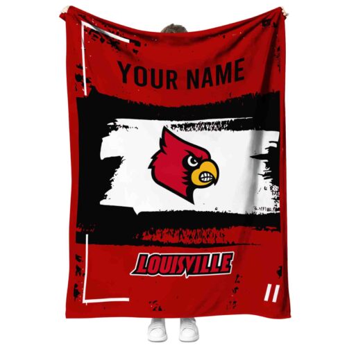 custom louisville cardinals paint strokes red white blanket best selling