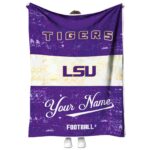 custom lsu tigers grunge texture purple white blanket best selling