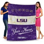 custom lsu tigers grunge texture purple white blanket best selling