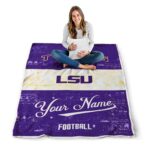 custom lsu tigers grunge texture purple white blanket best selling