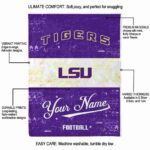 custom lsu tigers grunge texture purple white blanket best selling