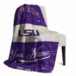 custom lsu tigers grunge texture purple white blanket best selling