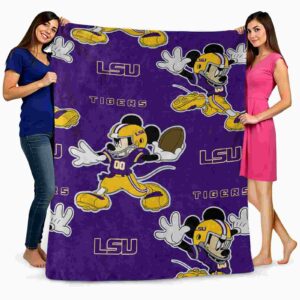 custom lsu tigers mickey purple blanket fashion forward