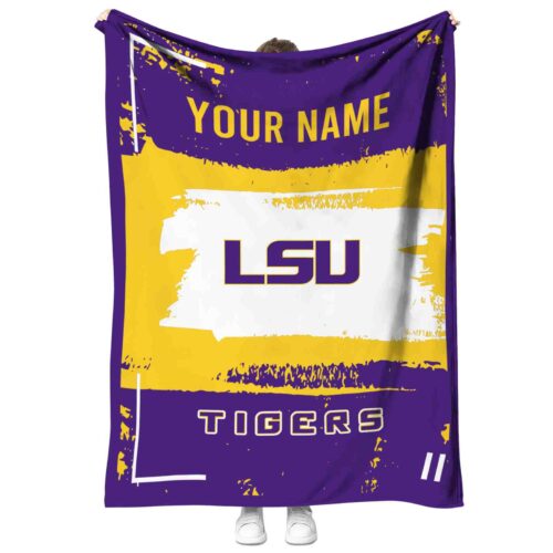 custom lsu tigers paint strokes purple white blanket best selling