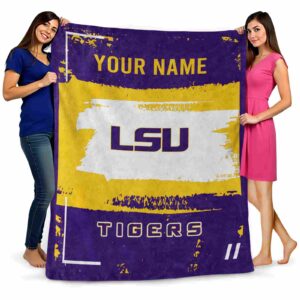 custom lsu tigers paint strokes purple white blanket fashion forward