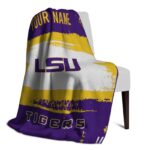 custom lsu tigers paint strokes purple white blanket best selling