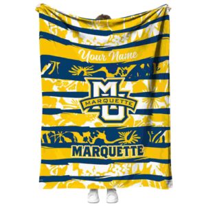custom marquette golden eagles floral stripes blue white blanket best selling