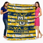 custom marquette golden eagles floral stripes blue white blanket best selling