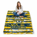 custom marquette golden eagles floral stripes blue white blanket best selling