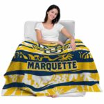 custom marquette golden eagles floral stripes blue white blanket best selling