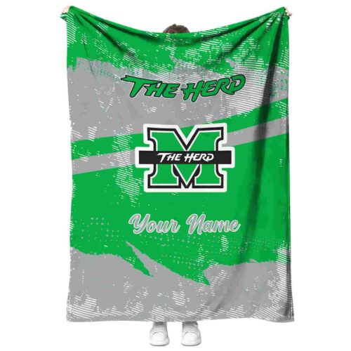 custom marshall thundering herd grunge streaks green blanket best selling