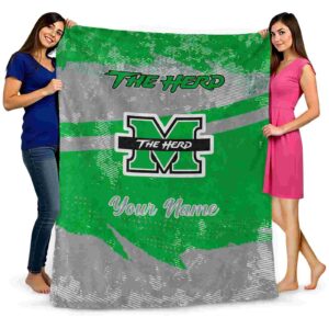 custom marshall thundering herd grunge streaks green blanket fashion forward