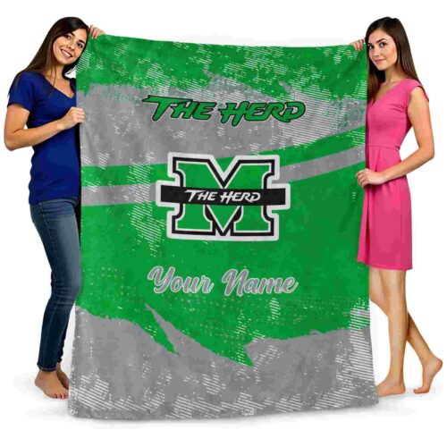 custom marshall thundering herd grunge streaks green blanket fashion forward