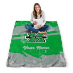 custom marshall thundering herd grunge streaks green blanket best selling