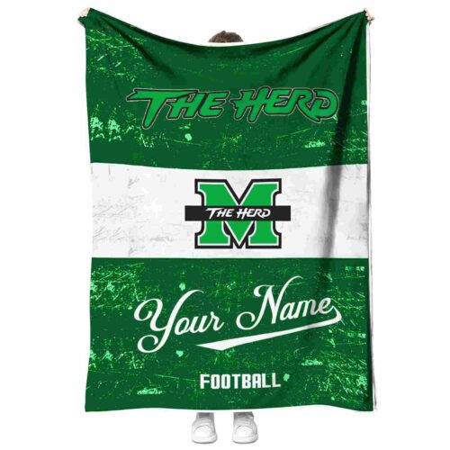 custom marshall thundering herd grunge texture green white blanket best selling