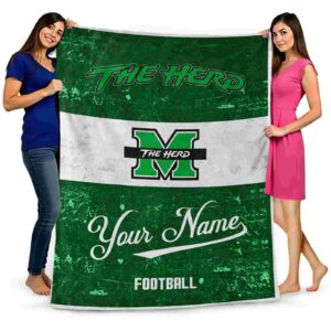 custom marshall thundering herd grunge texture green white blanket fashion forward