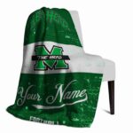 custom marshall thundering herd grunge texture green white blanket best selling