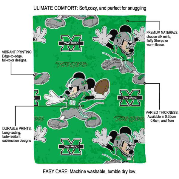 custom marshall thundering herd mickey green blanket new arrival