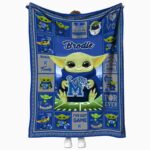custom memphis tigers baby yoda blue blanket best selling