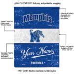custom memphis tigers grunge texture blue white blanket best selling