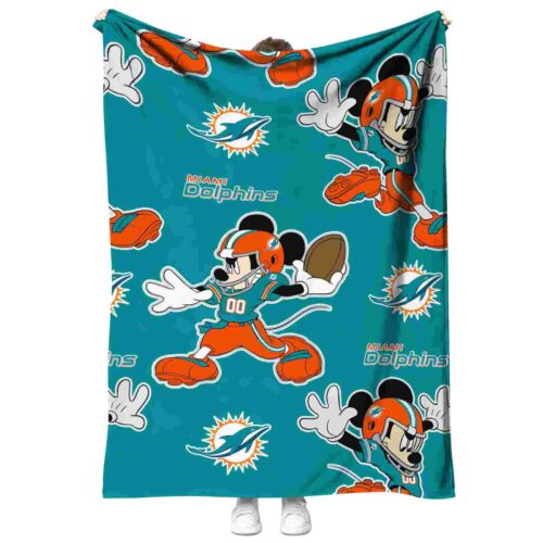 custom miami dolphins mickey aqua blanket best selling