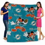 custom miami dolphins mickey aqua blanket best selling
