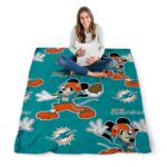 custom miami dolphins mickey aqua blanket best selling